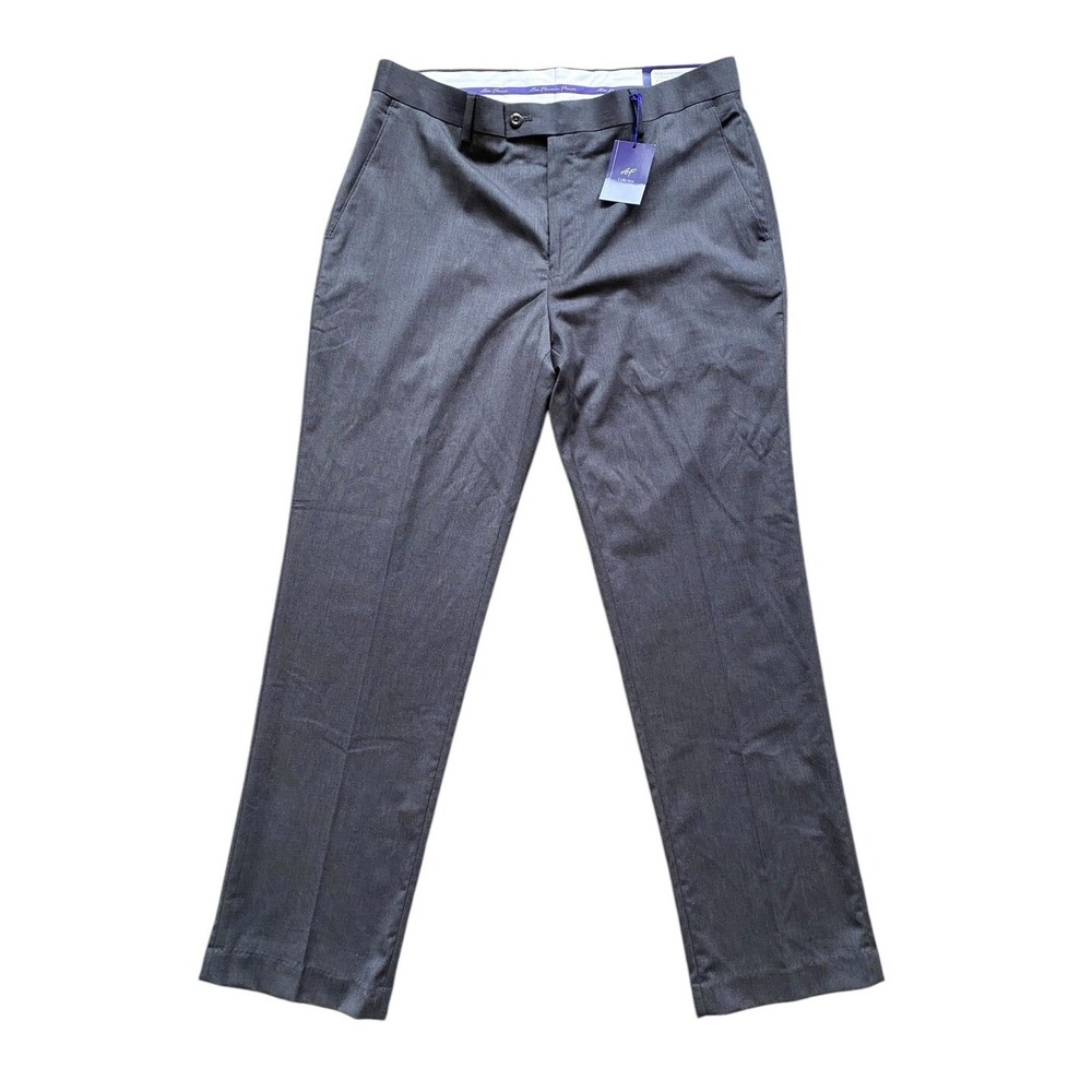 NWT Alan Flusser Mens Dress Pants Gray 36 x 32 Classic Fit Stretch Flat Front